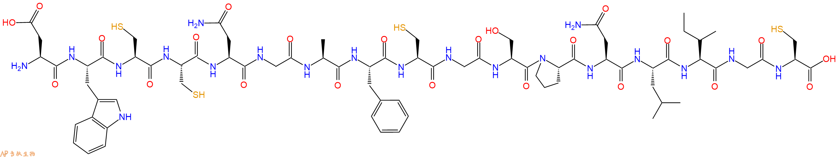 专肽生物产品H2N-Asp-Trp-Cys-Cys-Asn-Gly-Ala-Phe-Cys-Gly-Ser-Pro-Asn-Leu-Ile-Gly-Cys-OH