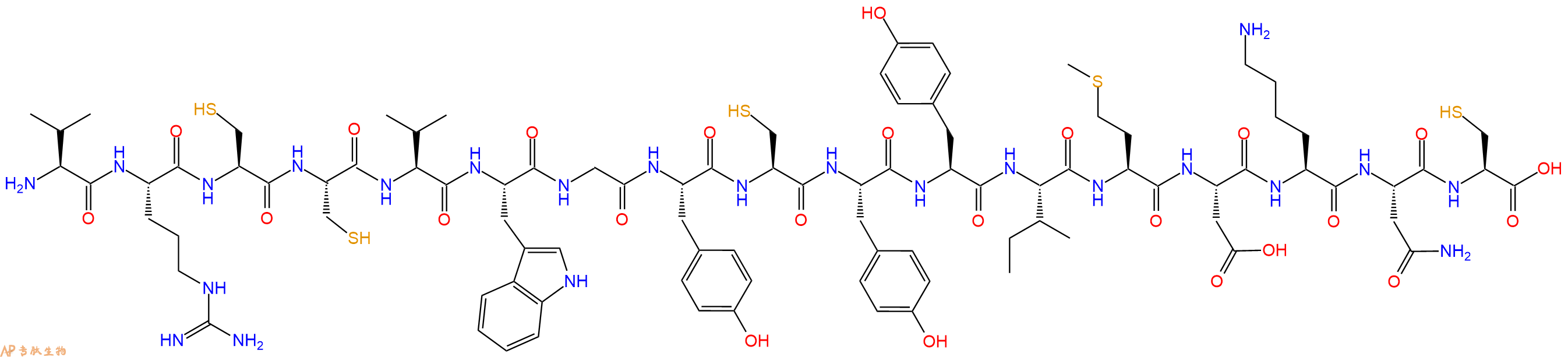 专肽生物产品H2N-Val-Arg-Cys-Cys-Val-Trp-Gly-Tyr-Cys-Tyr-Tyr-Ile-Met-Asp-Lys-Asn-Cys-OH