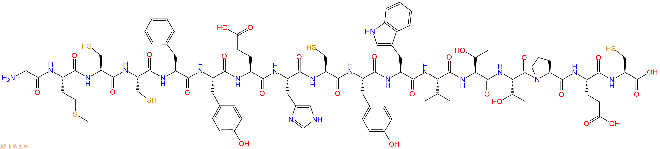 专肽生物产品H2N-Gly-Met-Cys-Cys-Phe-Tyr-Glu-His-Cys-Tyr-Trp-Val-Thr-Thr-Pro-Glu-Cys-OH