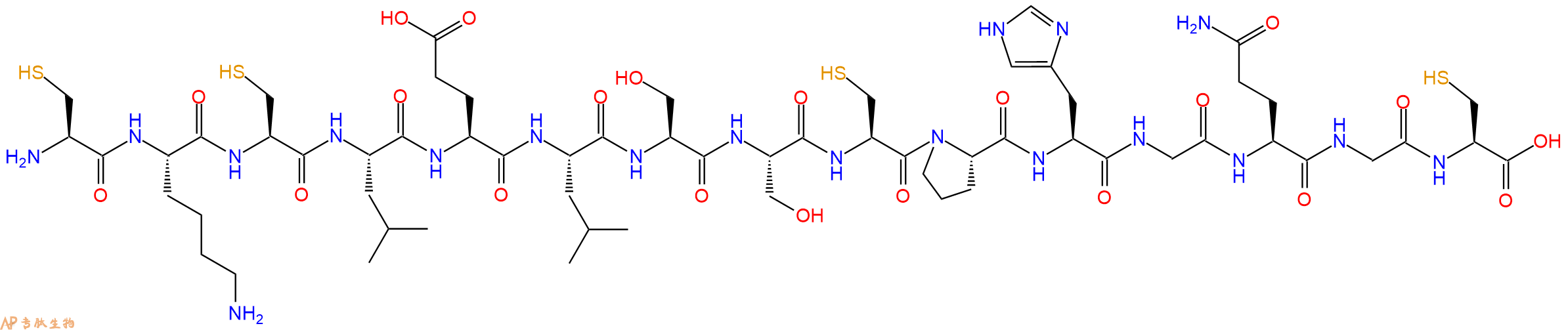 专肽生物产品H2N-Cys-Lys-Cys-Leu-Glu-Leu-Ser-Ser-Cys-Pro-His-Gly-Gln-Gly-Cys-OH