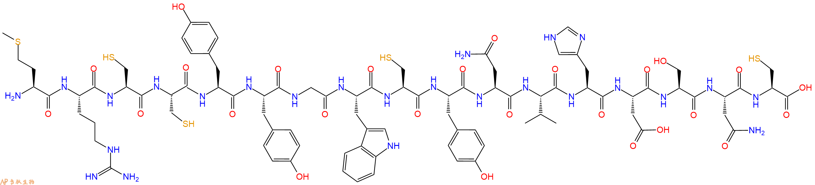 专肽生物产品H2N-Met-Arg-Cys-Cys-Tyr-Tyr-Gly-Trp-Cys-Tyr-Asn-Val-His-Asp-Ser-Asn-Cys-OH