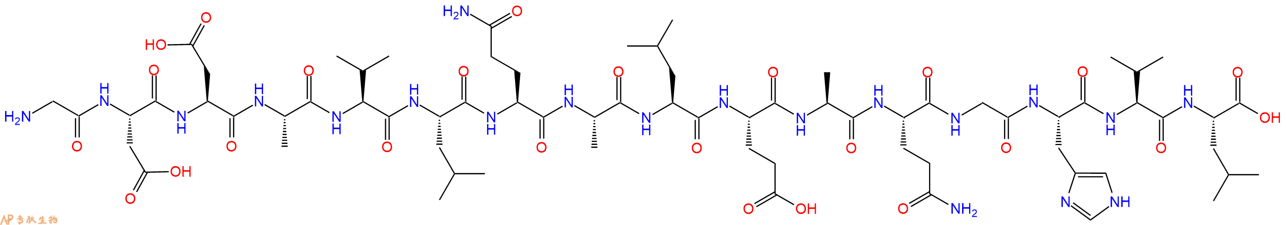 专肽生物产品H2N-Gly-Asp-Asp-Ala-Val-Leu-Gln-Ala-Leu-Glu-Ala-Gln-Gly-His-Val-Leu-OH
