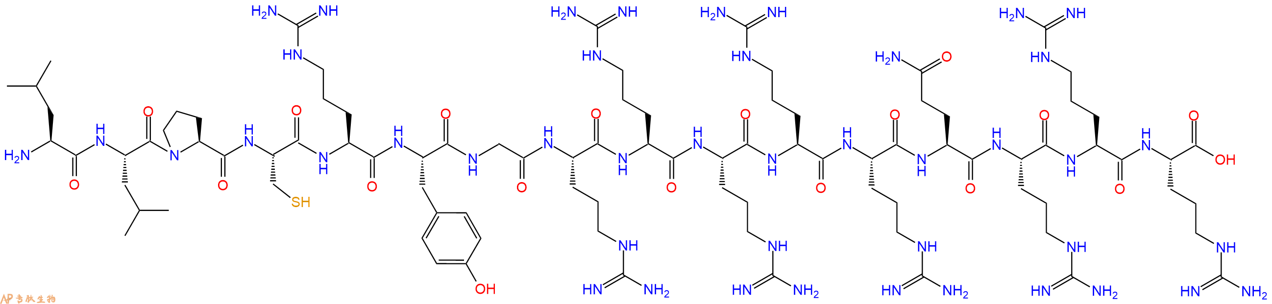 专肽生物产品H2N-Leu-Leu-Pro-Cys-Arg-Tyr-Gly-Arg-Arg-Arg-Arg-Arg-Gln-Arg-Arg-Arg-OH