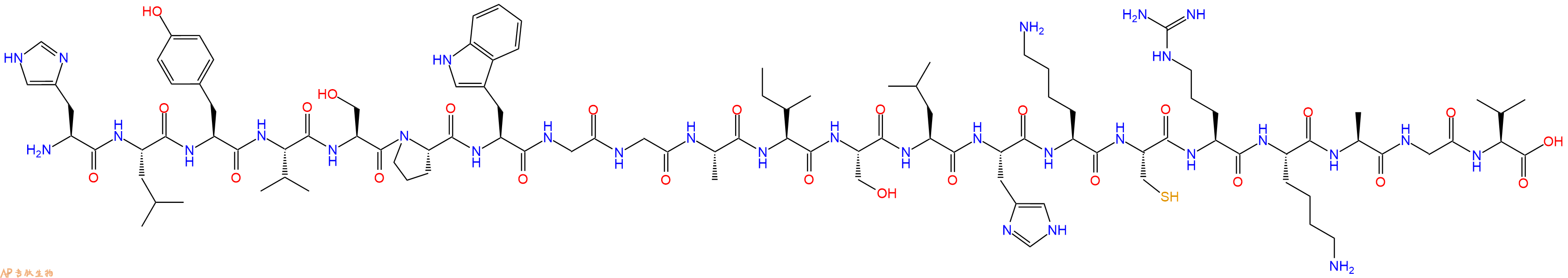 专肽生物产品H2N-His-Leu-Tyr-Val-Ser-Pro-Trp-Gly-Gly-Ala-Ile-Ser-Leu-His-Lys-Cys-Arg-Lys-Ala-Gly-Val-OH