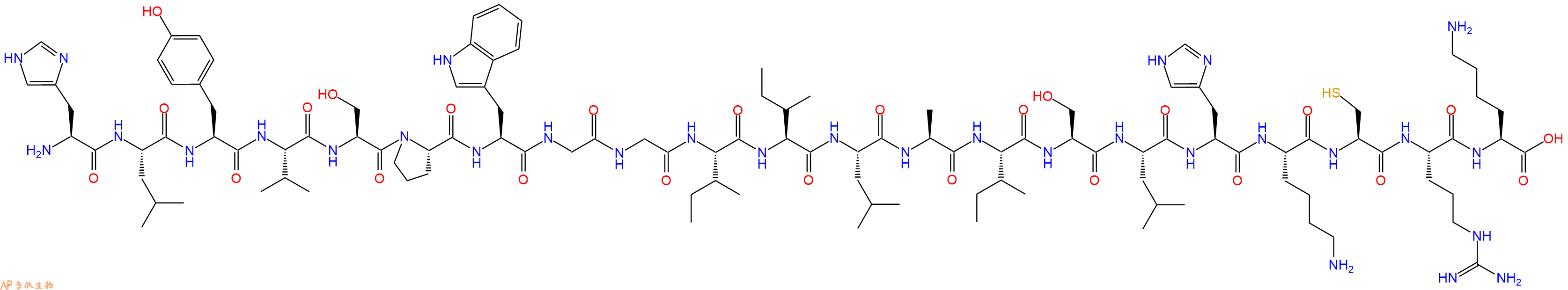 专肽生物产品H2N-His-Leu-Tyr-Val-Ser-Pro-Trp-Gly-Gly-Ile-Ile-Leu-Ala-Ile-Ser-Leu-His-Lys-Cys-Arg-Lys-OH