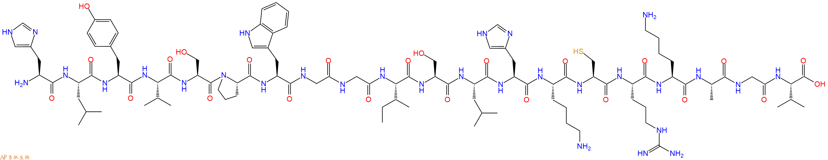 专肽生物产品H2N-His-Leu-Tyr-Val-Ser-Pro-Trp-Gly-Gly-Ile-Ser-Leu-His-Lys-Cys-Arg-Lys-Ala-Gly-Val-OH