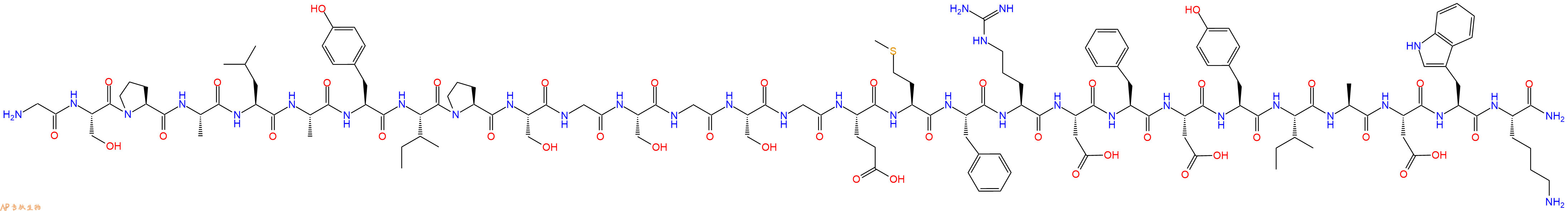 专肽生物产品H2N-Gly-Ser-Pro-Ala-Leu-Ala-Tyr-Ile-Pro-Ser-Gly-Ser-Gly-Ser-Gly-Glu-Met-Phe-Arg-Asp-Phe-Asp-Tyr-Ile-Ala-Asp-Trp-Lys-CONH2