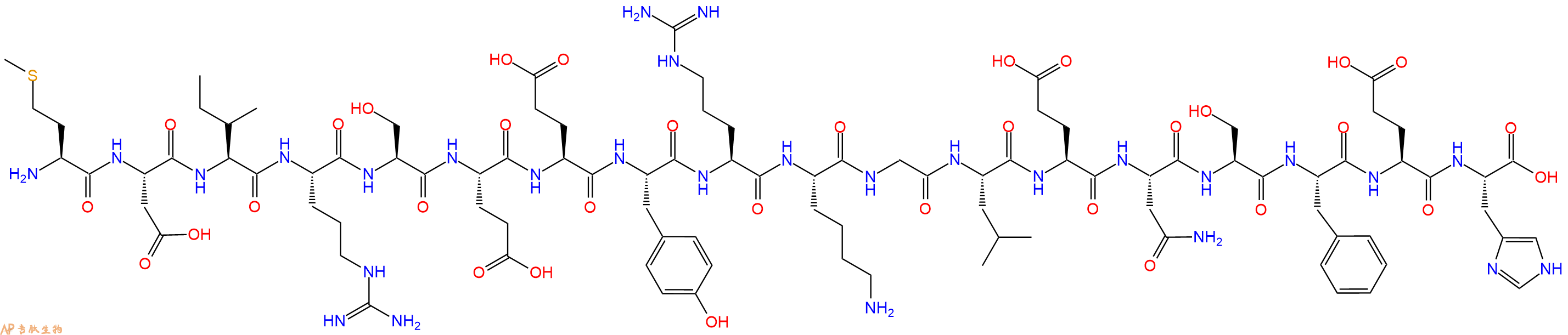 专肽生物产品H2N-Met-Asp-Ile-Arg-Ser-Glu-Glu-Tyr-Arg-Lys-Gly-Leu-Glu-Asn-Ser-Phe-Glu-His-OH
