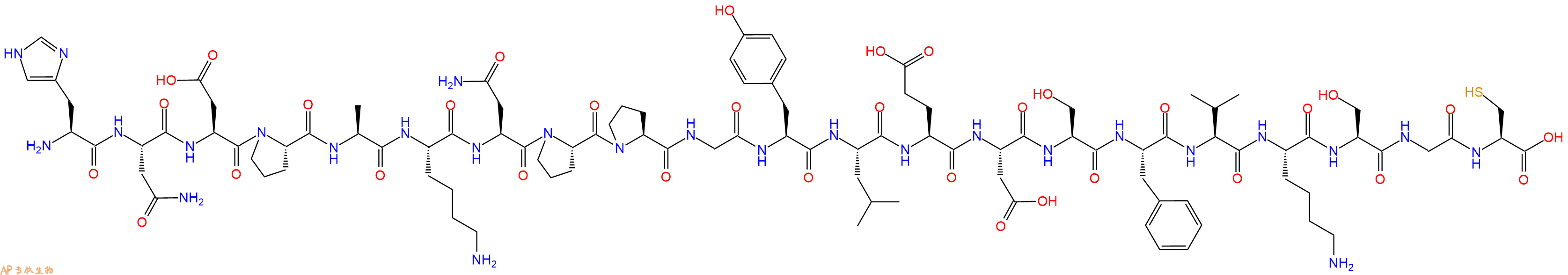 专肽生物产品H2N-His-Asn-Asp-Pro-Ala-Lys-Asn-Pro-Pro-Gly-Tyr-Leu-Glu-Asp-Ser-Phe-Val-Lys-Ser-Gly-Cys-OH