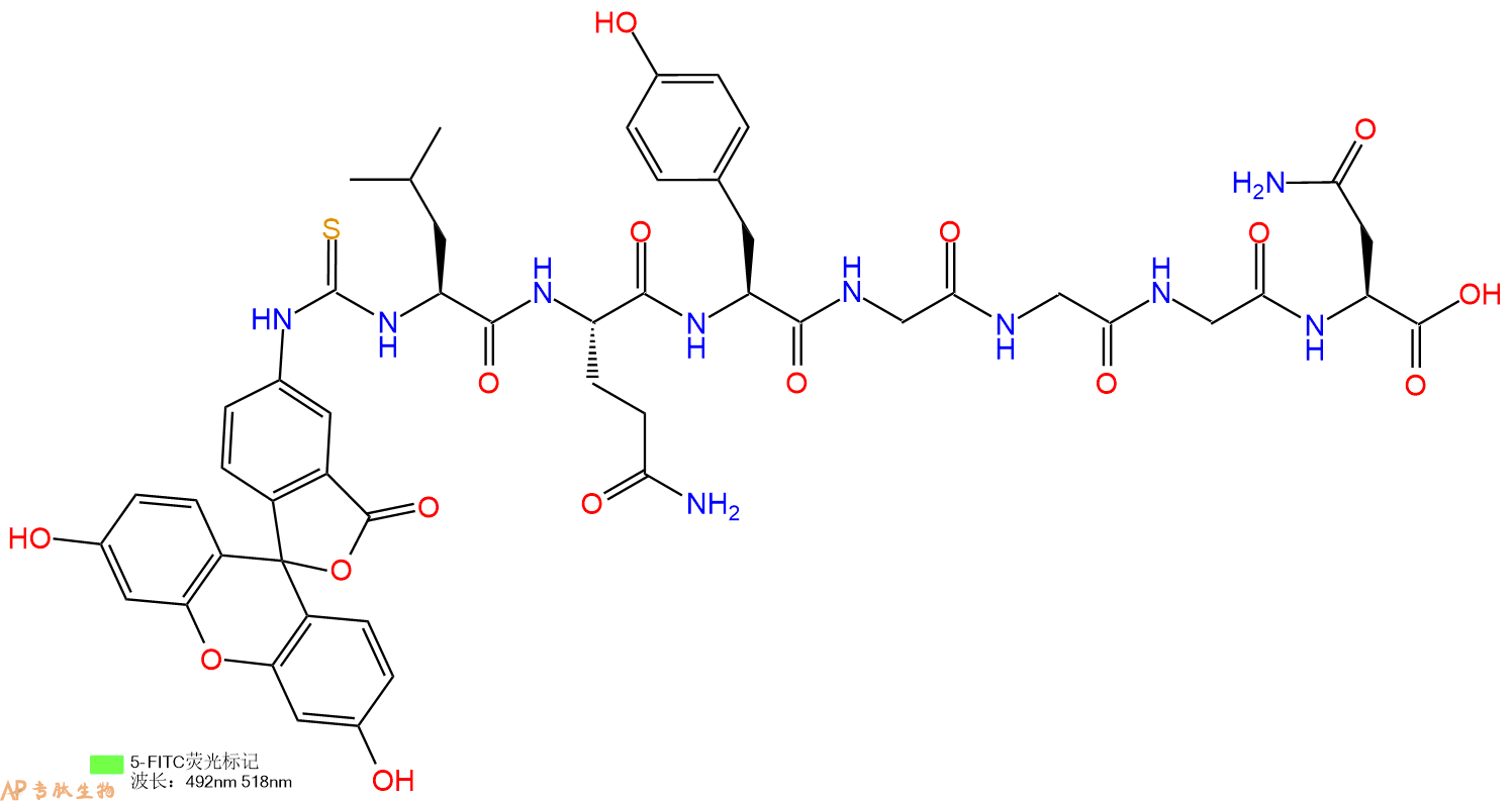 专肽生物产品5FITC-Leu-Gln-Tyr-Gly-Gly-Gly-Asn-OH