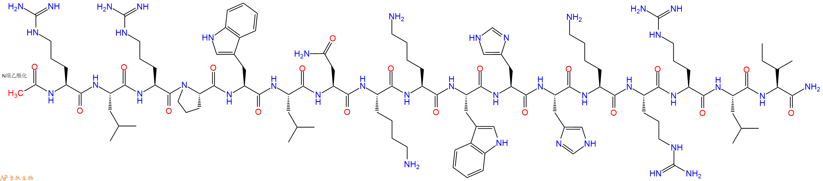 专肽生物产品Ac-Arg-Leu-Arg-Pro-Trp-Leu-Asn-Lys-Lys-Trp-His-His-Lys-Arg-Arg-Leu-Ile-CONH2