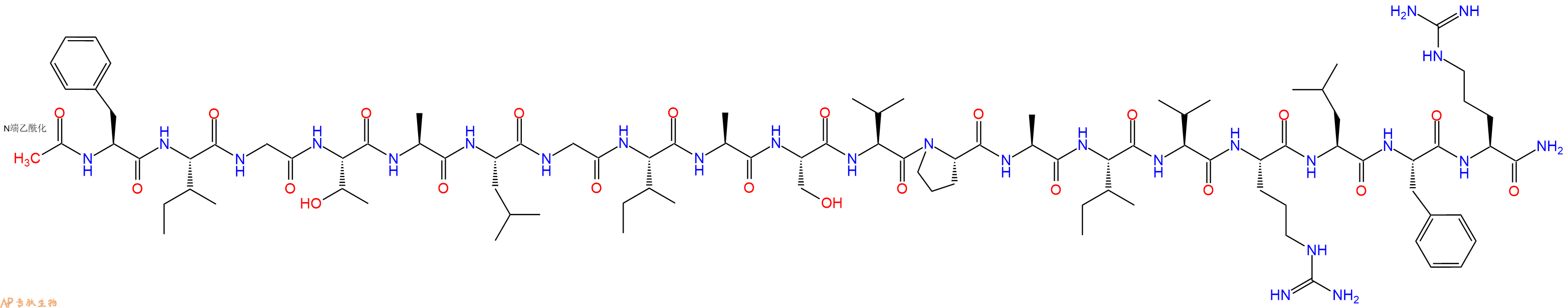 专肽生物产品Ac-Phe-Ile-Gly-Thr-Ala-Leu-Gly-Ile-Ala-Ser-Val-Pro-Ala-Ile-Val-Arg-Leu-Phe-Arg-CONH2