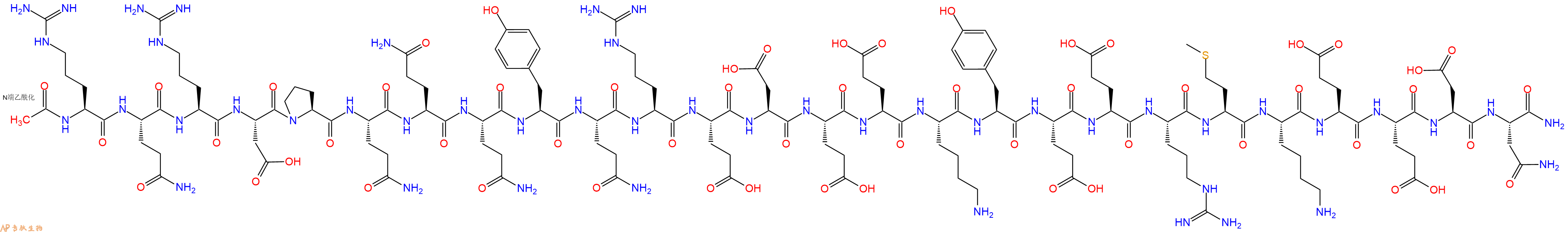 专肽生物产品Ac-Arg-Gln-Arg-Asp-Pro-Gln-Gln-Gln-Tyr-Gln-Arg-Glu-Asp-Glu-Glu-Lys-Tyr-Glu-Glu-Arg-Met-Lys-Glu-Glu-Asp-Asn-CONH2