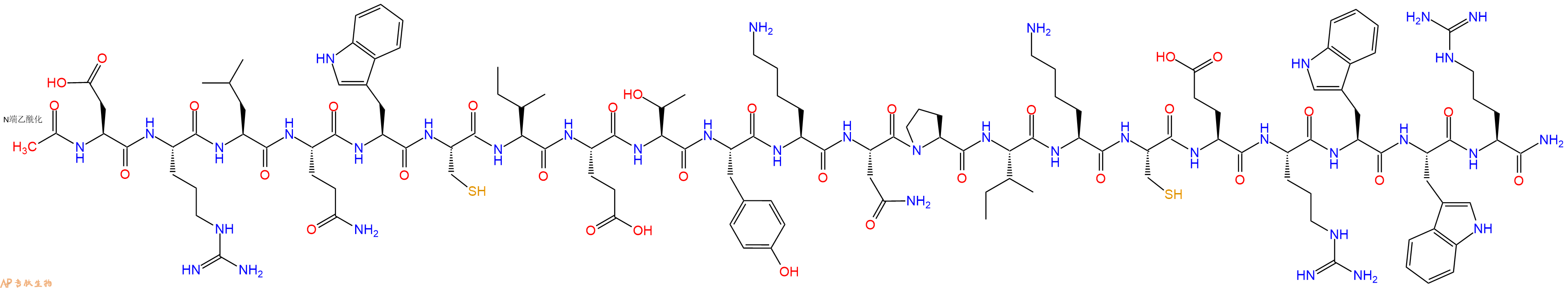 专肽生物产品Ac-Asp-Arg-Leu-Gln-Trp-Cys-Ile-Glu-Thr-Tyr-Lys-Asn-Pro-Ile-Lys-Cys-Glu-Arg-Trp-Trp-Arg-CONH2