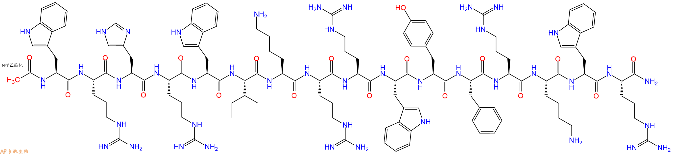 专肽生物产品Ac-Trp-Arg-His-Arg-Trp-Ile-Lys-Arg-Arg-Trp-Tyr-Phe-Arg-Lys-Trp-Arg-CONH2