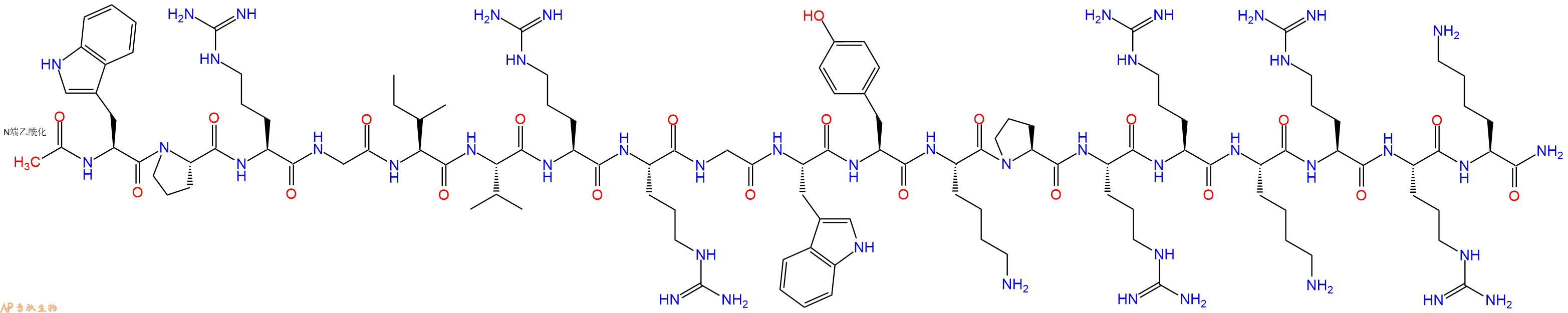 专肽生物产品Ac-Trp-Pro-Arg-Gly-Ile-Val-Arg-Arg-Gly-Trp-Tyr-Lys-Pro-Arg-Arg-Lys-Arg-Arg-Lys-CONH2