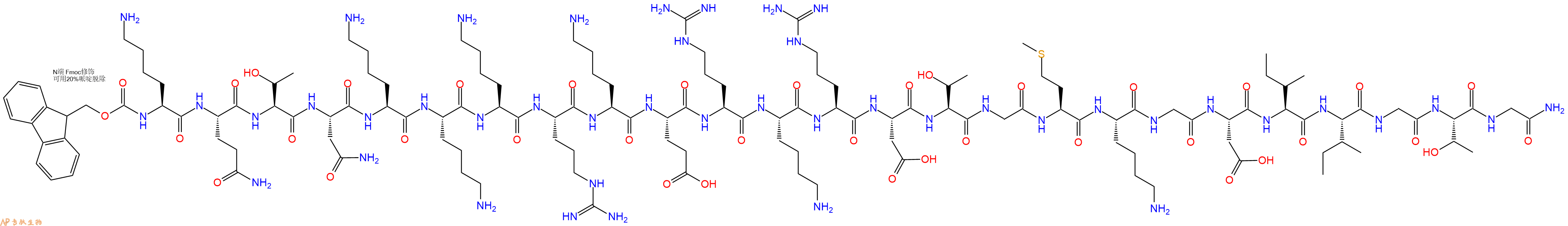 专肽生物产品Fmoc-Lys-Gln-Thr-Asn-Lys-Lys-Lys-Arg-Lys-Glu-Arg-Lys-Arg-Asp-Thr-Gly-Met-Lys-Gly-Asp-Ile-Ile-Gly-Thr-Gly-CONH2