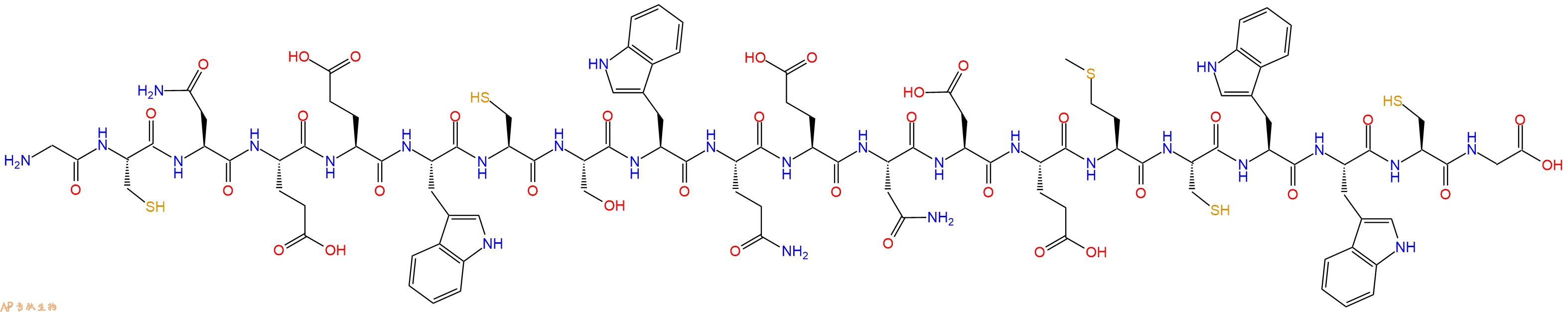 专肽生物产品H2N-Gly-Cys-Asn-Glu-Glu-Trp-Cys-Ser-Trp-Gln-Glu-Asn-Asp-Glu-Met-Cys-Trp-Trp-Cys-Gly-OH