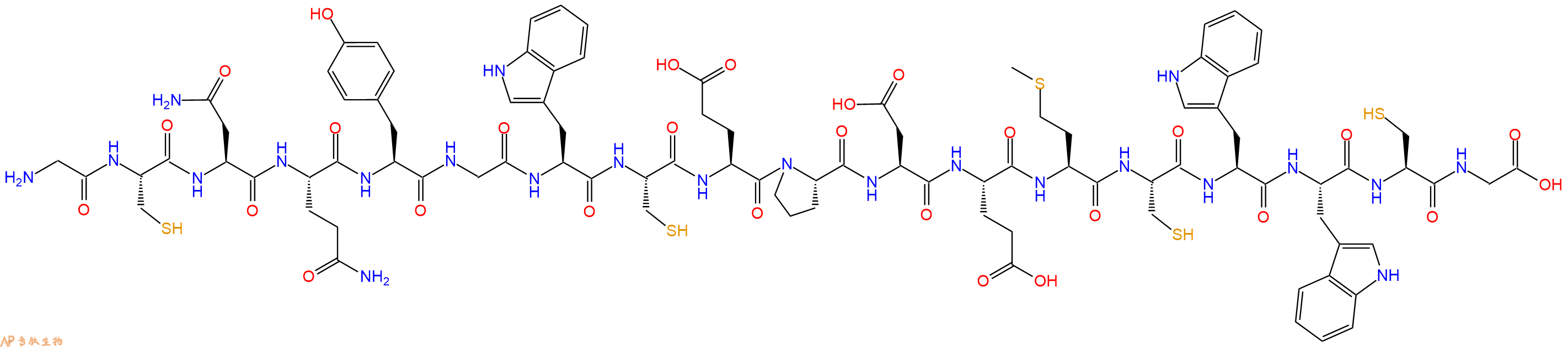专肽生物产品H2N-Gly-Cys-Asn-Gln-Tyr-Gly-Trp-Cys-Glu-Pro-Asp-Glu-Met-Cys-Trp-Trp-Cys-Gly-OH