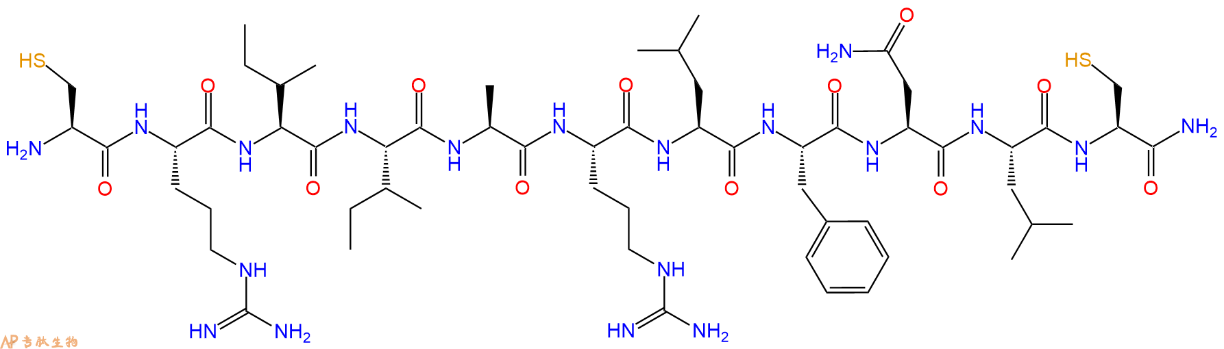 专肽生物产品H2N-Cys-Arg-Ile-Ile-Ala-Arg-Leu-Phe-Asn-Leu-Cys-CONH2