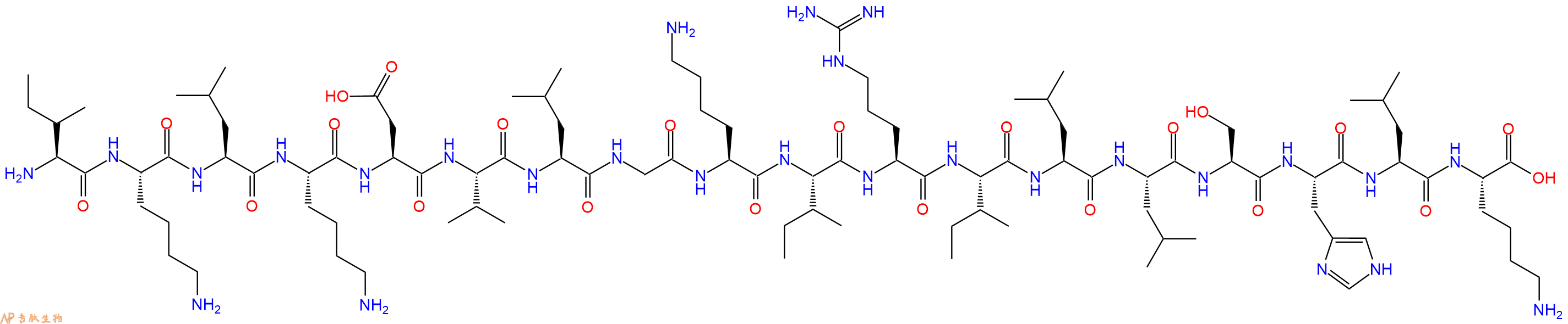 专肽生物产品H2N-Ile-Lys-Leu-Lys-Asp-Val-Leu-Gly-Lys-Ile-Arg-Ile-Leu-Leu-Ser-His-Leu-Lys-OH