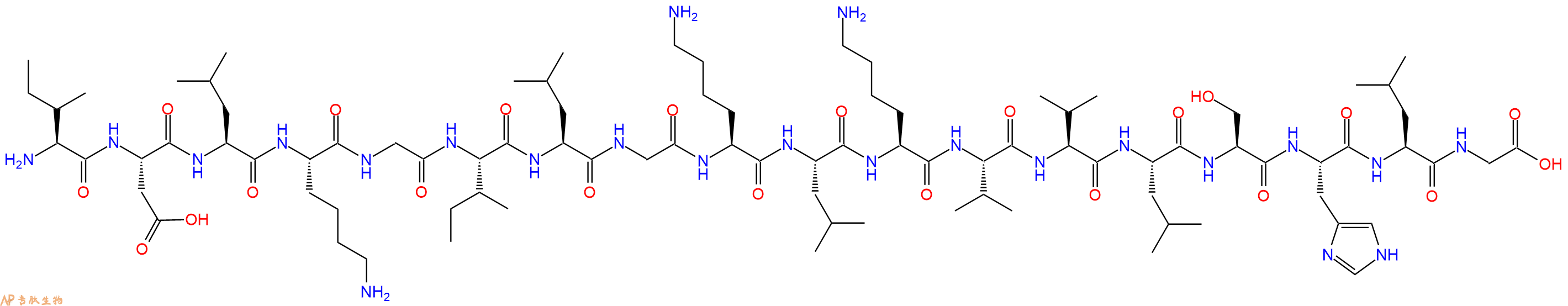专肽生物产品H2N-Ile-Asp-Leu-Lys-Gly-Ile-Leu-Gly-Lys-Leu-Lys-Val-Val-Leu-Ser-His-Leu-Gly-OH