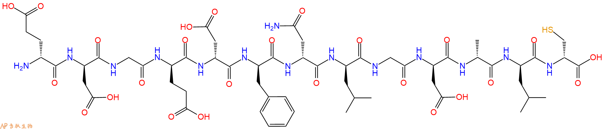 专肽生物产品H2N-DGlu-DAsp-Gly-DGlu-DAsp-DPhe-DAsn-DLeu-Gly-DAsp-DAla-DLeu-DCys-OH