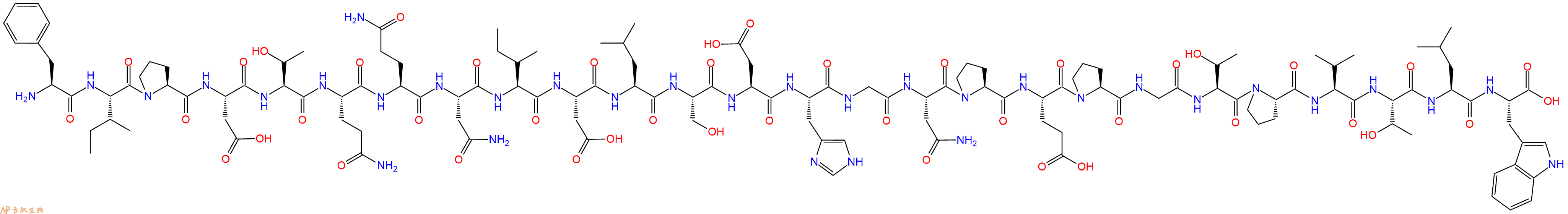 专肽生物产品H2N-Phe-Ile-Pro-Asp-Thr-Gln-Gln-Asn-Ile-Asp-Leu-Ser-Asp-His-Gly-Asn-Pro-Glu-Pro-Gly-Thr-Pro-Val-Thr-Leu-Trp-OH