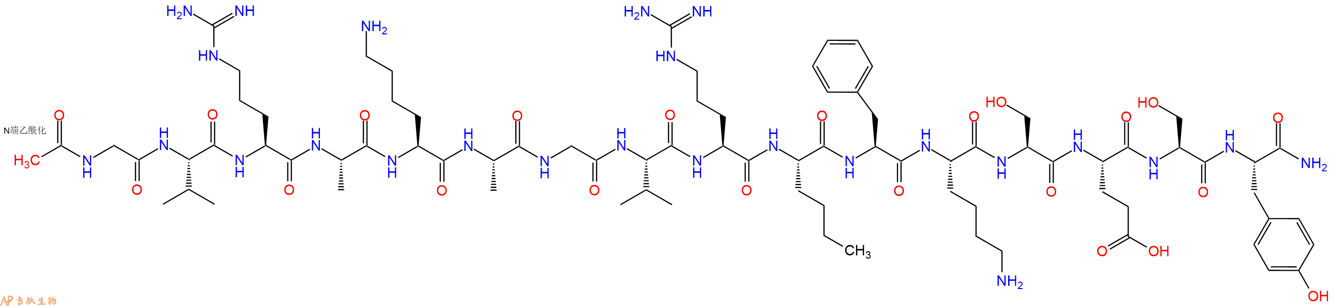专肽生物产品Ac-Gly-Val-Arg-Ala-Lys-Ala-Gly-Val-Arg-Nle-Phe-Lys-Ser-Glu-Ser-Tyr-CONH2