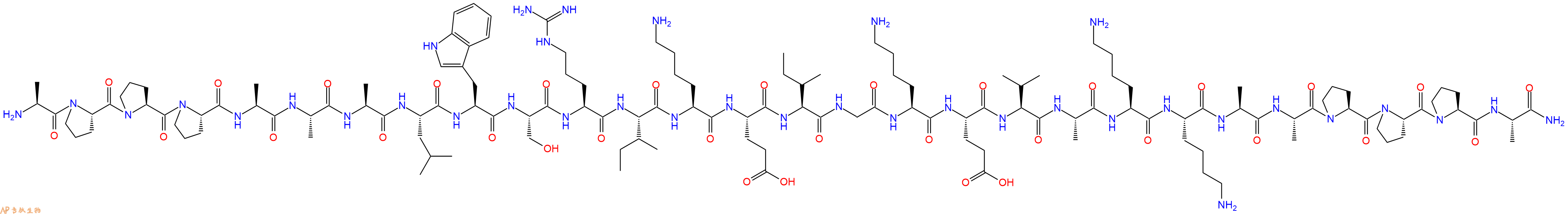 专肽生物产品H2N-Ala-Pro-Pro-Pro-Ala-Ala-Ala-Leu-Trp-Ser-Arg-Ile-Lys-Glu-Ile-Gly-Lys-Glu-Val-Ala-Lys-Lys-Ala-Ala-Pro-Pro-Pro-Ala-CONH2