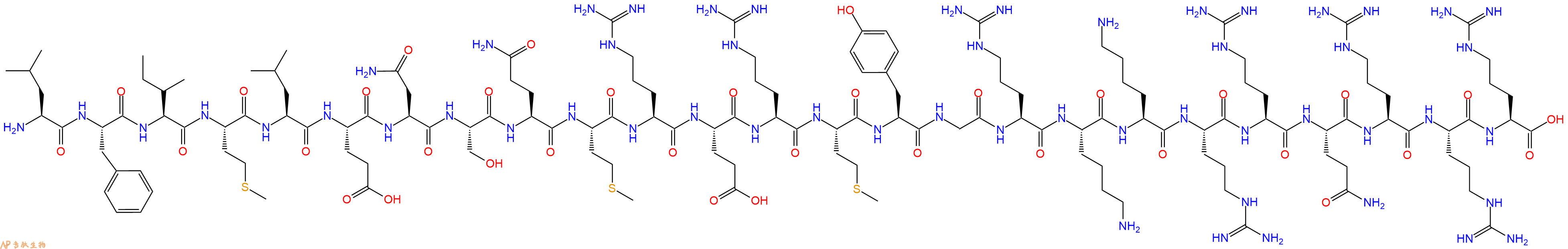 专肽生物产品H2N-Leu-Phe-Ile-Met-Leu-Glu-Asn-Ser-Gln-Met-Arg-Glu-Arg-Met-Tyr-Gly-Arg-Lys-Lys-Arg-Arg-Gln-Arg-Arg-Arg-OH