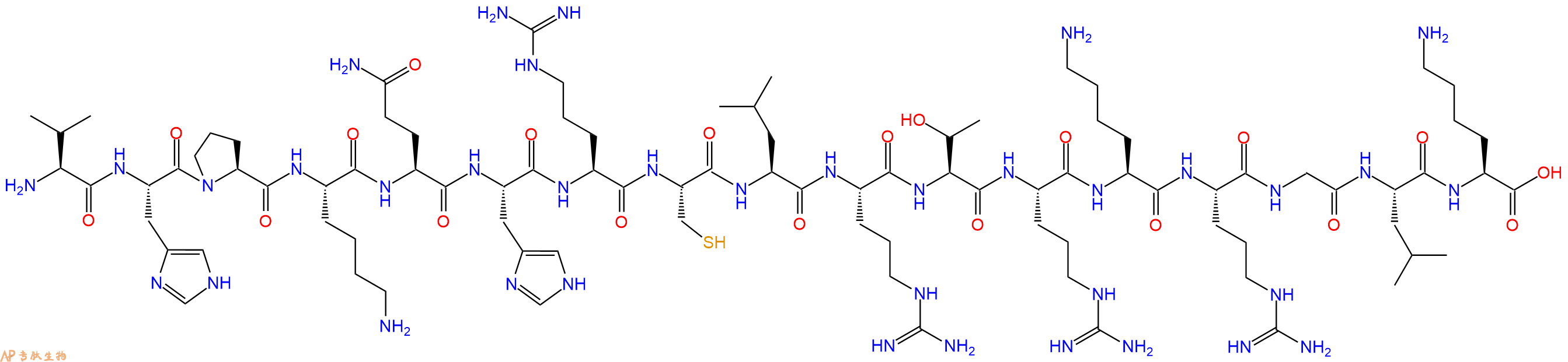 专肽生物产品H2N-Val-His-Pro-Lys-Gln-His-Arg-Cys-Leu-Arg-Thr-Arg-Lys-Arg-Gly-Leu-Lys-OH