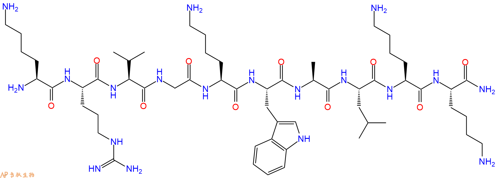 专肽生物产品H2N-Lys-Arg-Val-Gly-Lys-Trp-Ala-Leu-Lys-Lys-CONH2