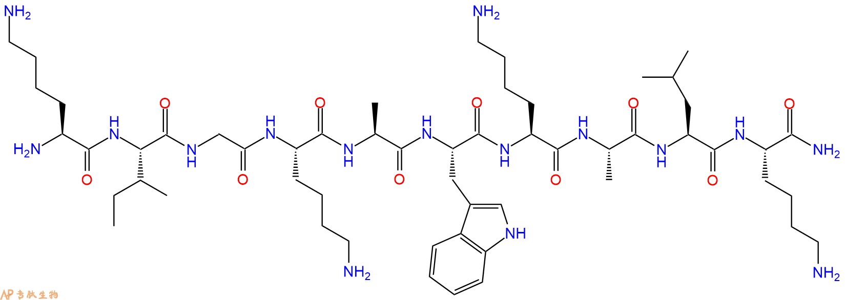 专肽生物产品H2N-Lys-Ile-Gly-Lys-Ala-Trp-Lys-Ala-Leu-Lys-CONH2