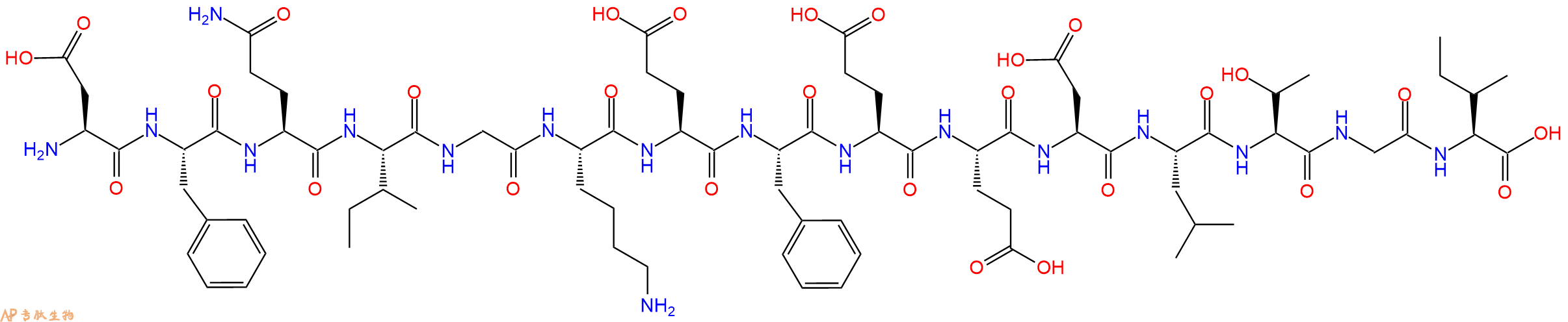专肽生物产品H2N-Asp-Phe-Gln-Ile-Gly-Lys-Glu-Phe-Glu-Glu-Asp-Leu-Thr-Gly-Ile-OH