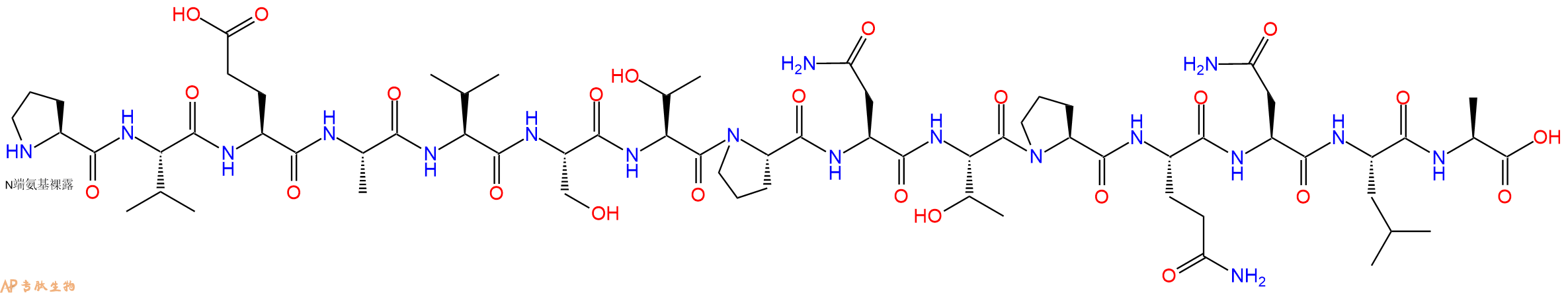 专肽生物产品H2N-Pro-Val-Glu-Ala-Val-Ser-Thr-Pro-Asn-Thr-Pro-Gln-Asn-Leu-Ala-OH