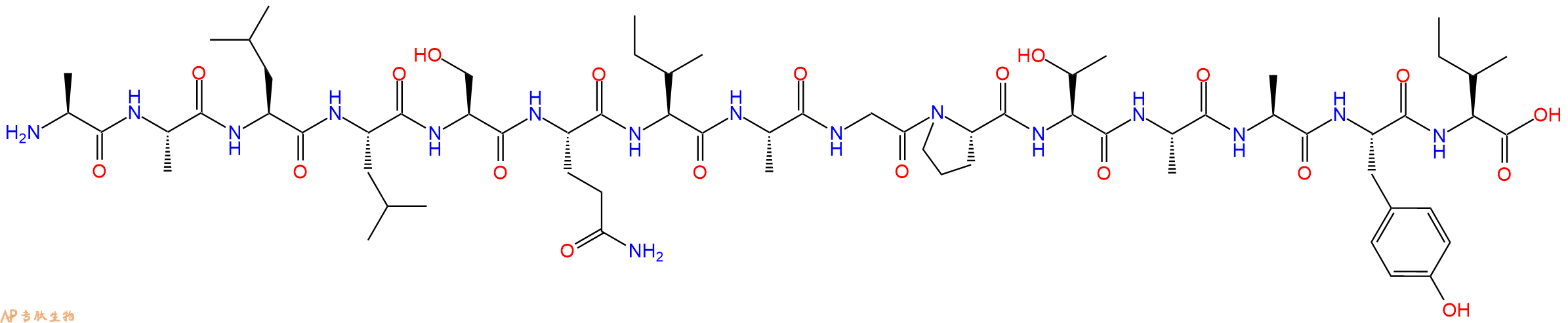 专肽生物产品H2N-Ala-Ala-Leu-Leu-Ser-Gln-Ile-Ala-Gly-Pro-Thr-Ala-Ala-Tyr-Ile-OH