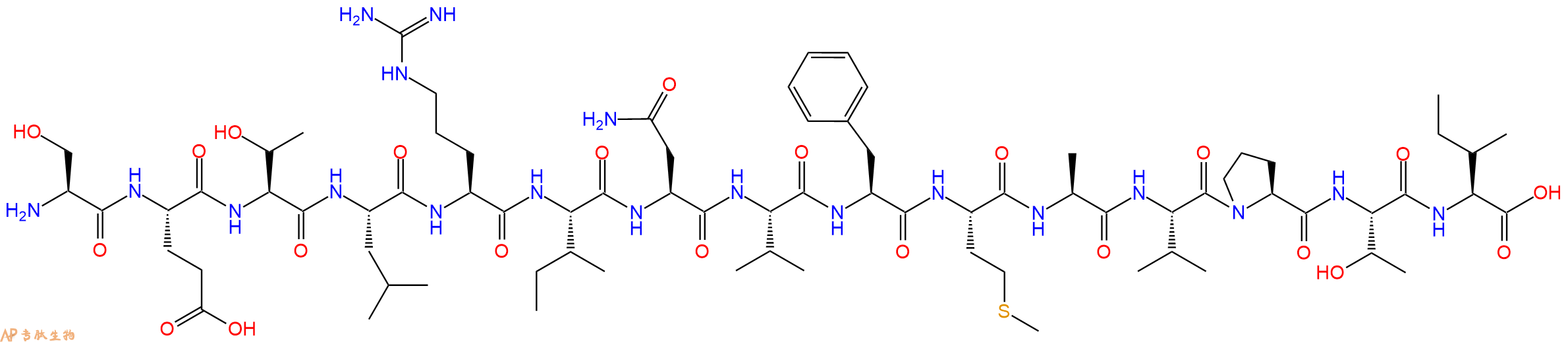 专肽生物产品H2N-Ser-Glu-Thr-Leu-Arg-Ile-Asn-Val-Phe-Met-Ala-Val-Pro-Thr-Ile-OH