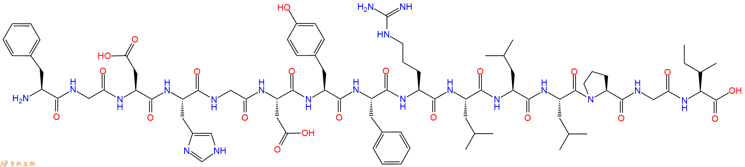 专肽生物产品H2N-Phe-Gly-Asp-His-Gly-Asp-Tyr-Phe-Arg-Leu-Leu-Leu-Pro-Gly-Ile-OH