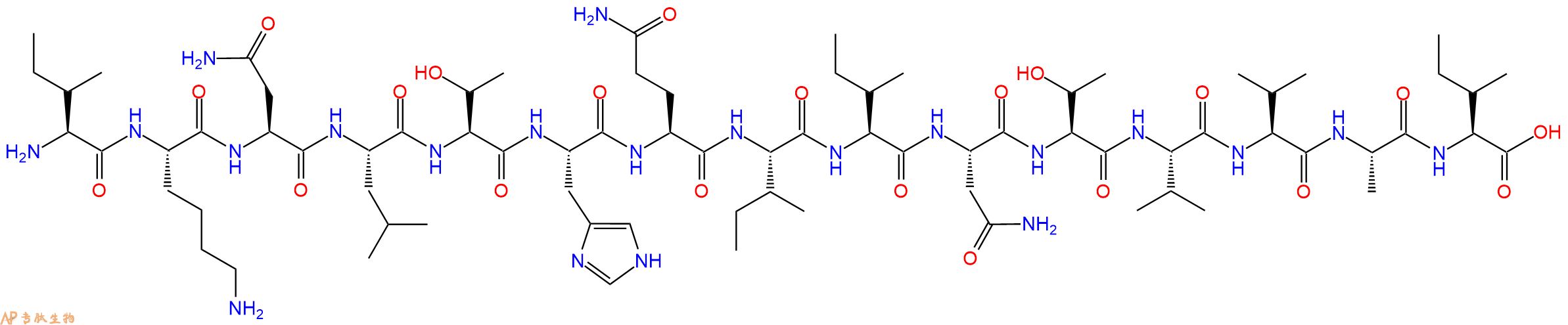 专肽生物产品H2N-Ile-Lys-Asn-Leu-Thr-His-Gln-Ile-Ile-Asn-Thr-Val-Val-Ala-Ile-OH