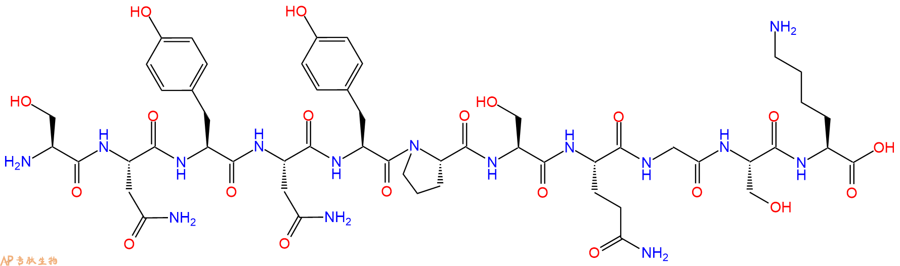 专肽生物产品H2N-Ser-Asn-Tyr-Asn-Tyr-Pro-Ser-Gln-Gly-Ser-Lys-OH