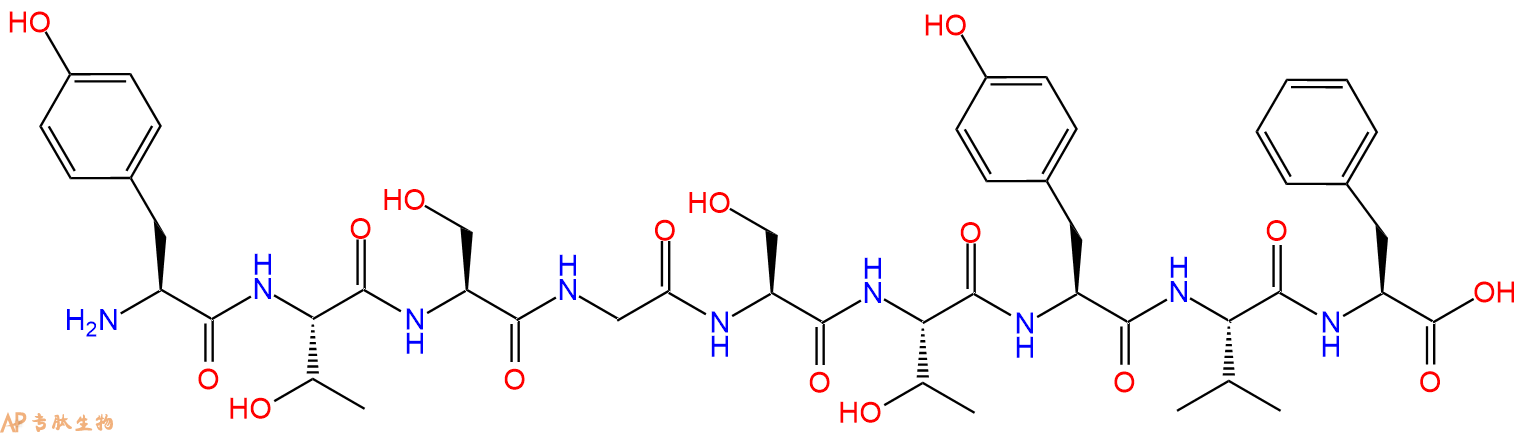 专肽生物产品H2N-Tyr-Thr-Ser-Gly-Ser-Thr-Tyr-Val-Phe-OH