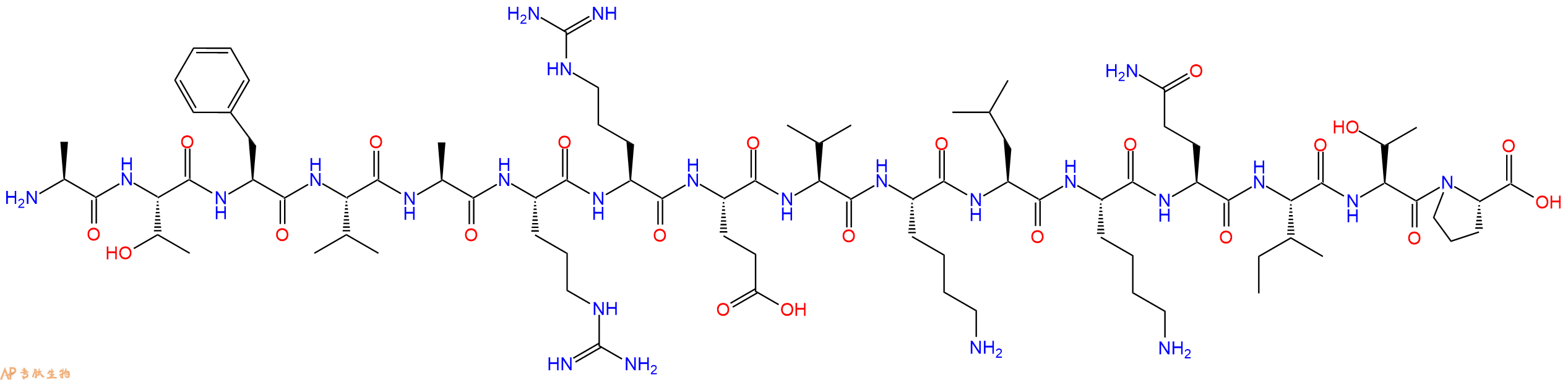 专肽生物产品H2N-Ala-Thr-Phe-Val-Ala-Arg-Arg-Glu-Val-Lys-Leu-Lys-Gln-Ile-Thr-Pro-OH