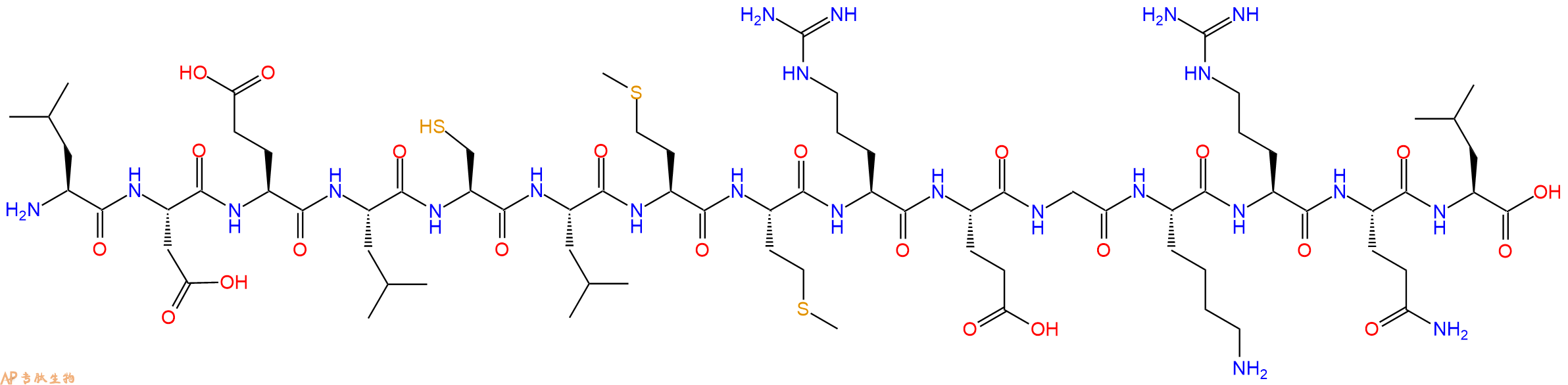 专肽生物产品H2N-Leu-Asp-Glu-Leu-Cys-Leu-Met-Met-Arg-Glu-Gly-Lys-Arg-Gln-Leu-OH