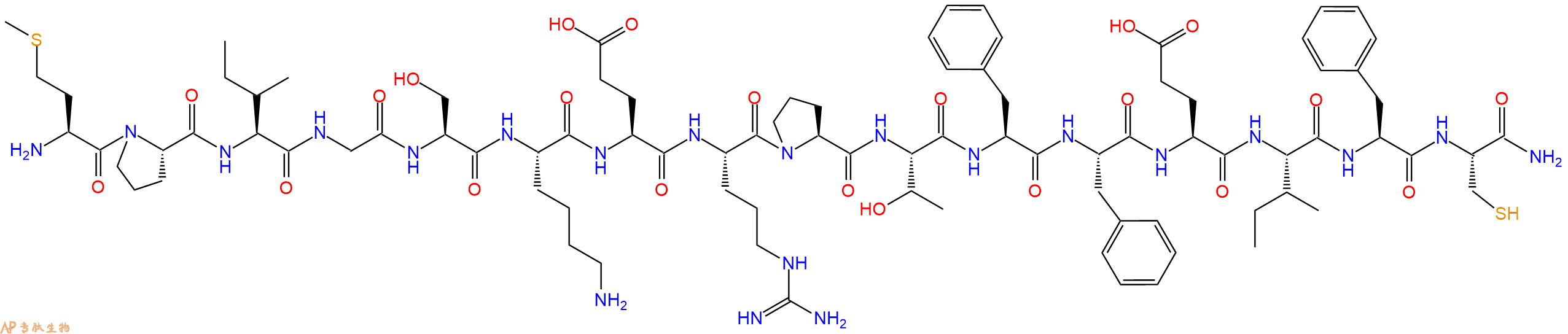 专肽生物产品H2N-Met-Pro-Ile-Gly-Ser-Lys-Glu-Arg-Pro-Thr-Phe-Phe-Glu-Ile-Phe-Cys-CONH2