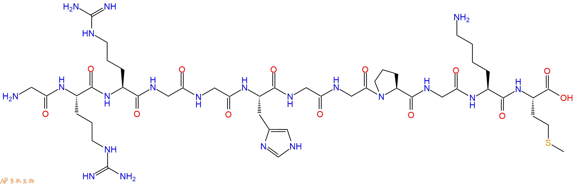 专肽生物产品H2N-Gly-Arg-Arg-Gly-Gly-His-Gly-Gly-Pro-Gly-Lys-Met-OH