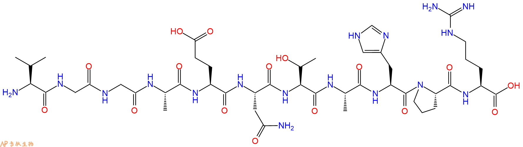 专肽生物产品H2N-Val-Gly-Gly-Ala-Glu-Asn-Thr-Ala-His-Pro-Arg-OH