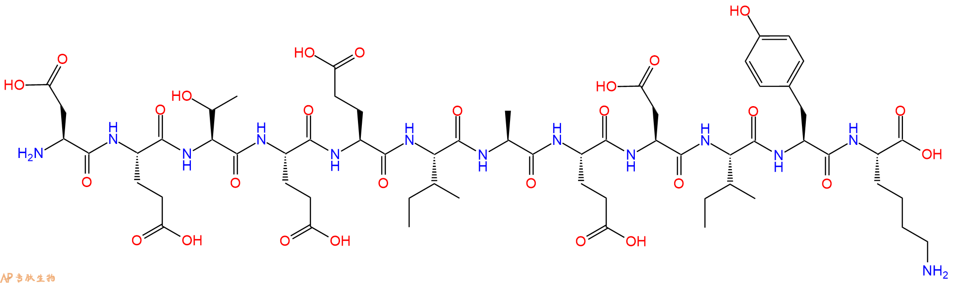 专肽生物产品H2N-Asp-Glu-Thr-Glu-Glu-Ile-Ala-Glu-Asp-Ile-Tyr-Lys-OH