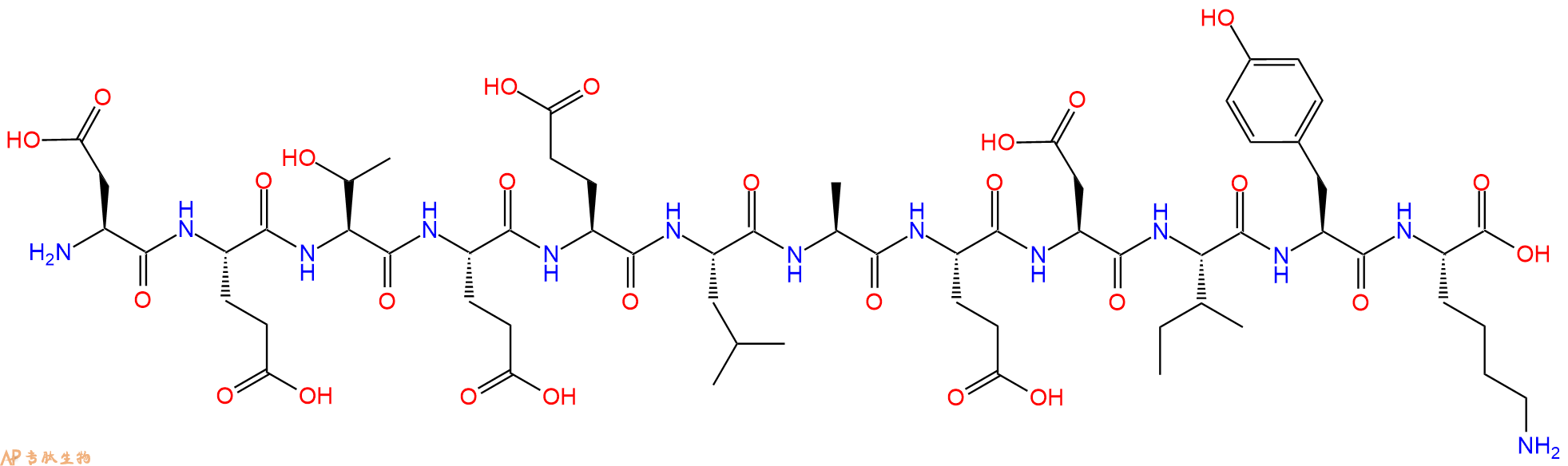 专肽生物产品H2N-Asp-Glu-Thr-Glu-Glu-Leu-Ala-Glu-Asp-Ile-Tyr-Lys-OH