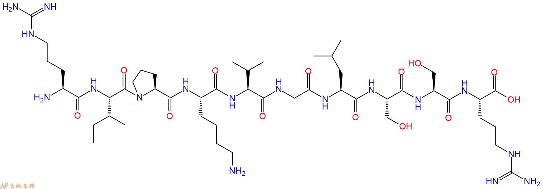 专肽生物产品H2N-Arg-Ile-Pro-Lys-Val-Gly-Leu-Ser-Ser-Arg-OH